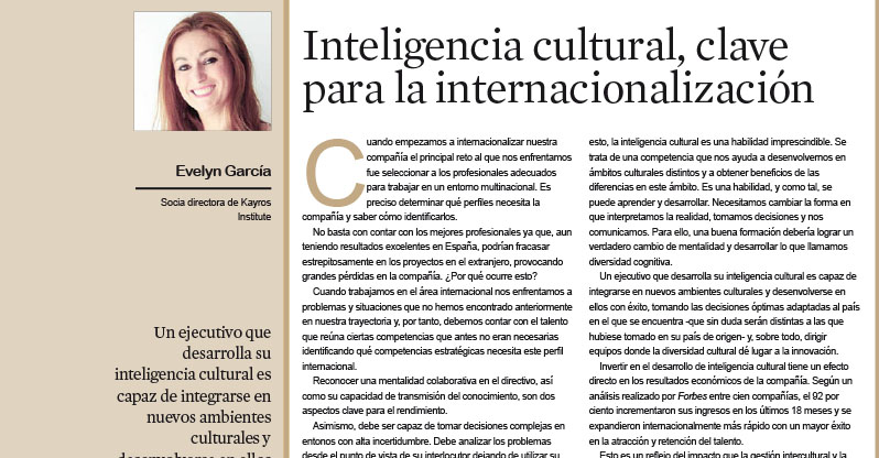 Artículo en El Economista: La Inteligencia Cultural, clave para la internacionalización de la empresa