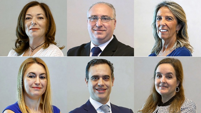 Ángeles González-Vigil, secretaria general de FEEX, Javier Flores, representante de IPM Club, Bárbara Pardo de Santayana, socia People Advisory Services de EY, Evelyn García, vicepresidenta de AIAL, Gonzalo Fdez. de Lorenzo, socio People Advisory Services de EY, y Maite Rivero, vicepresidenta de FEEX. 